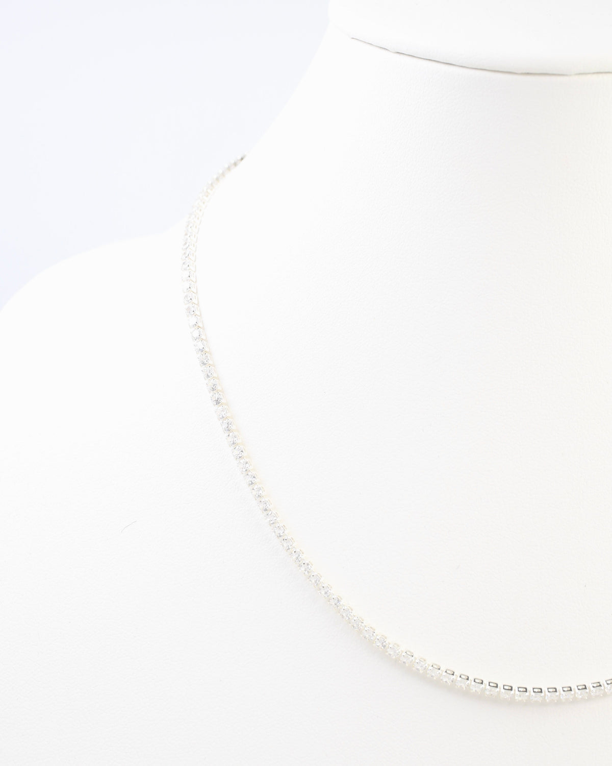 Luna Small CZ Tennis Necklace WR Silver
