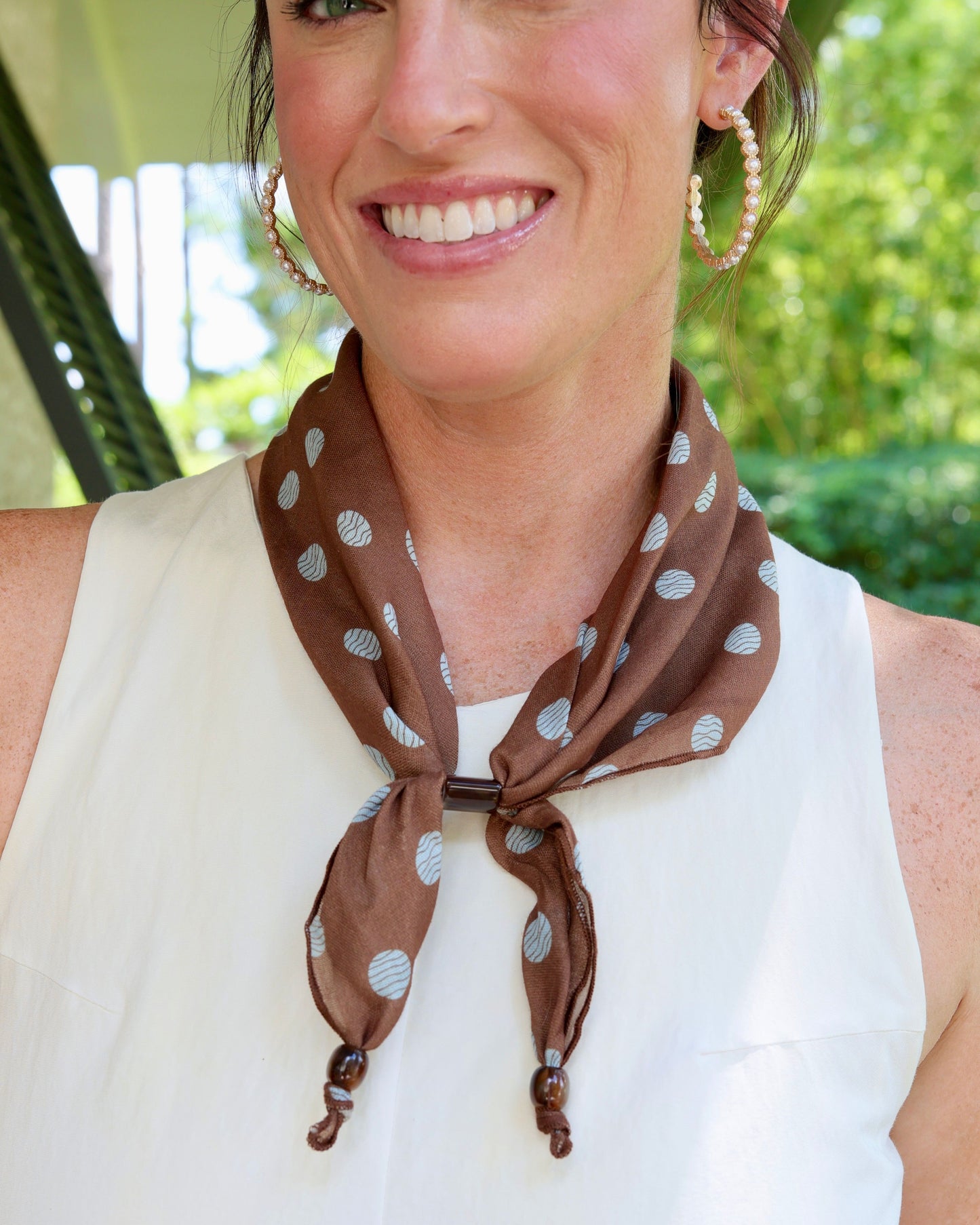 Abinger Adjustable Scarf Brown Polka