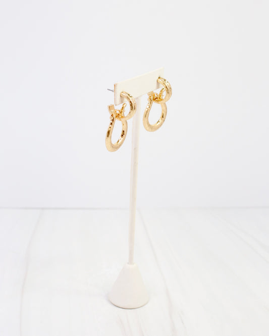 Danville Hammered Horse Bit Earring Worn Gold