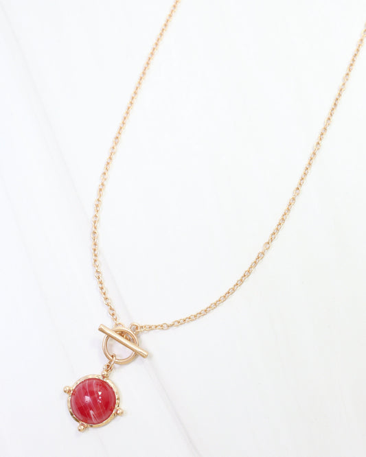Florissant Round Pendant Necklace Red