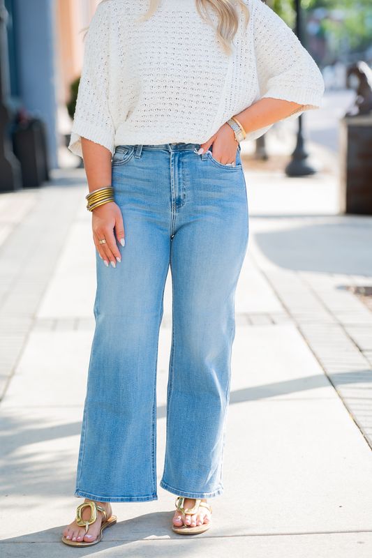 High Rise Wide Leg Denim-Medium