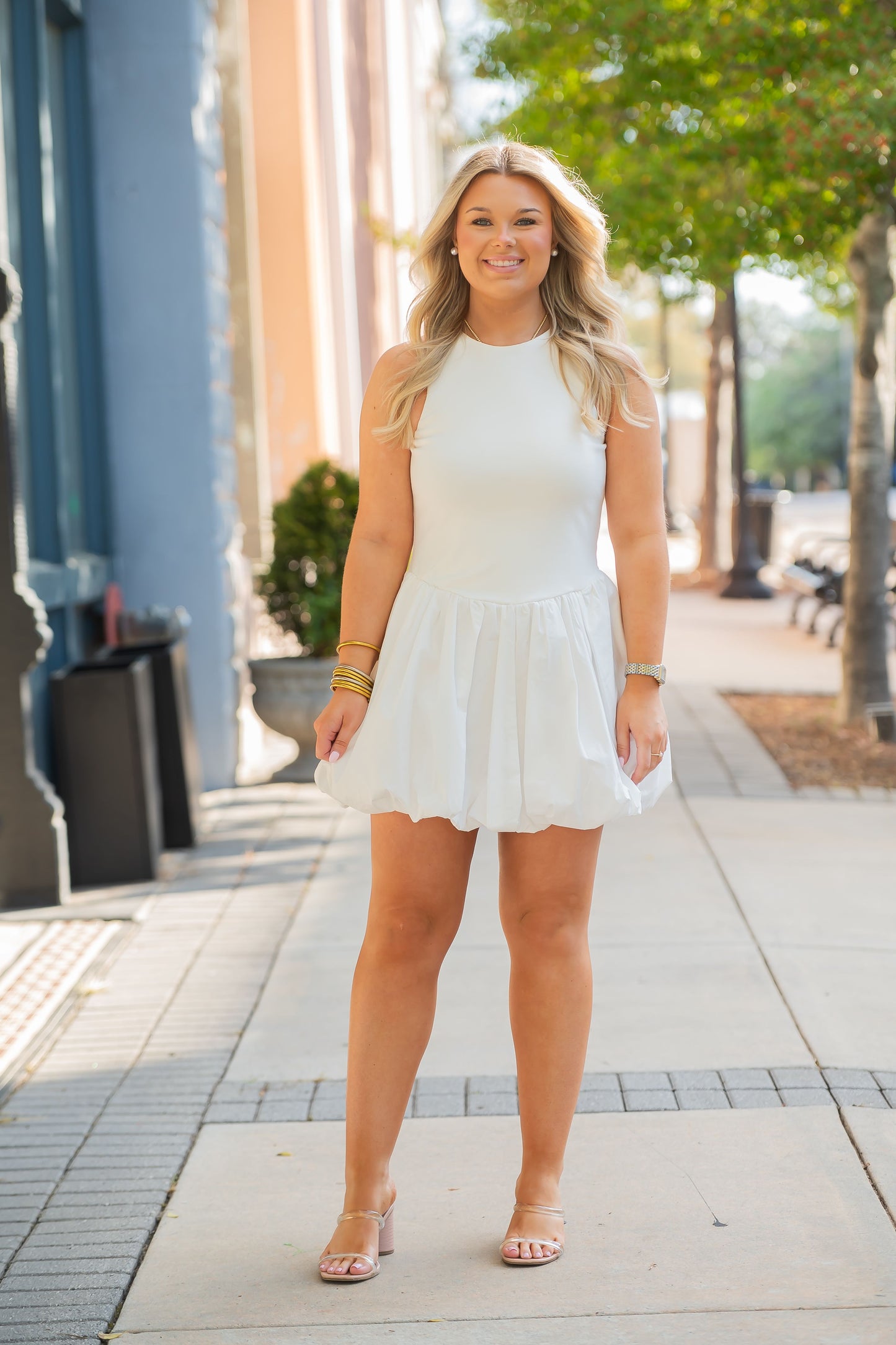 Hayden Off White Bubble Hem Dress