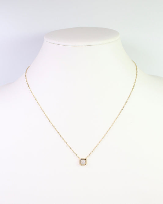 Alliance Square CZ Pendant Necklace WR Gold