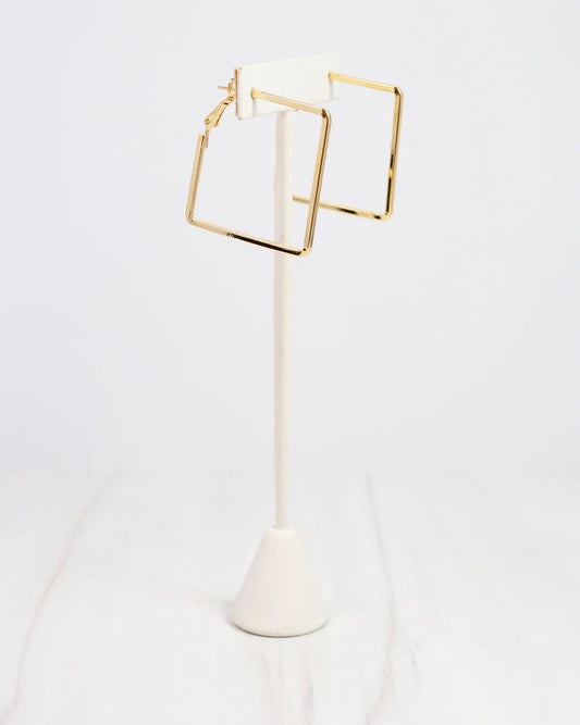 Armstrong Square Hoop Earring Shiny Gold