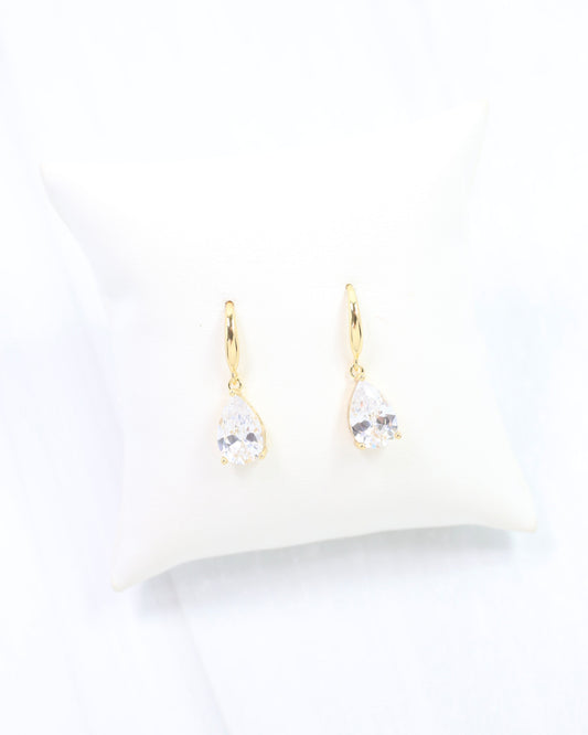 Emma Teardrop  CZ Earring WR Gold