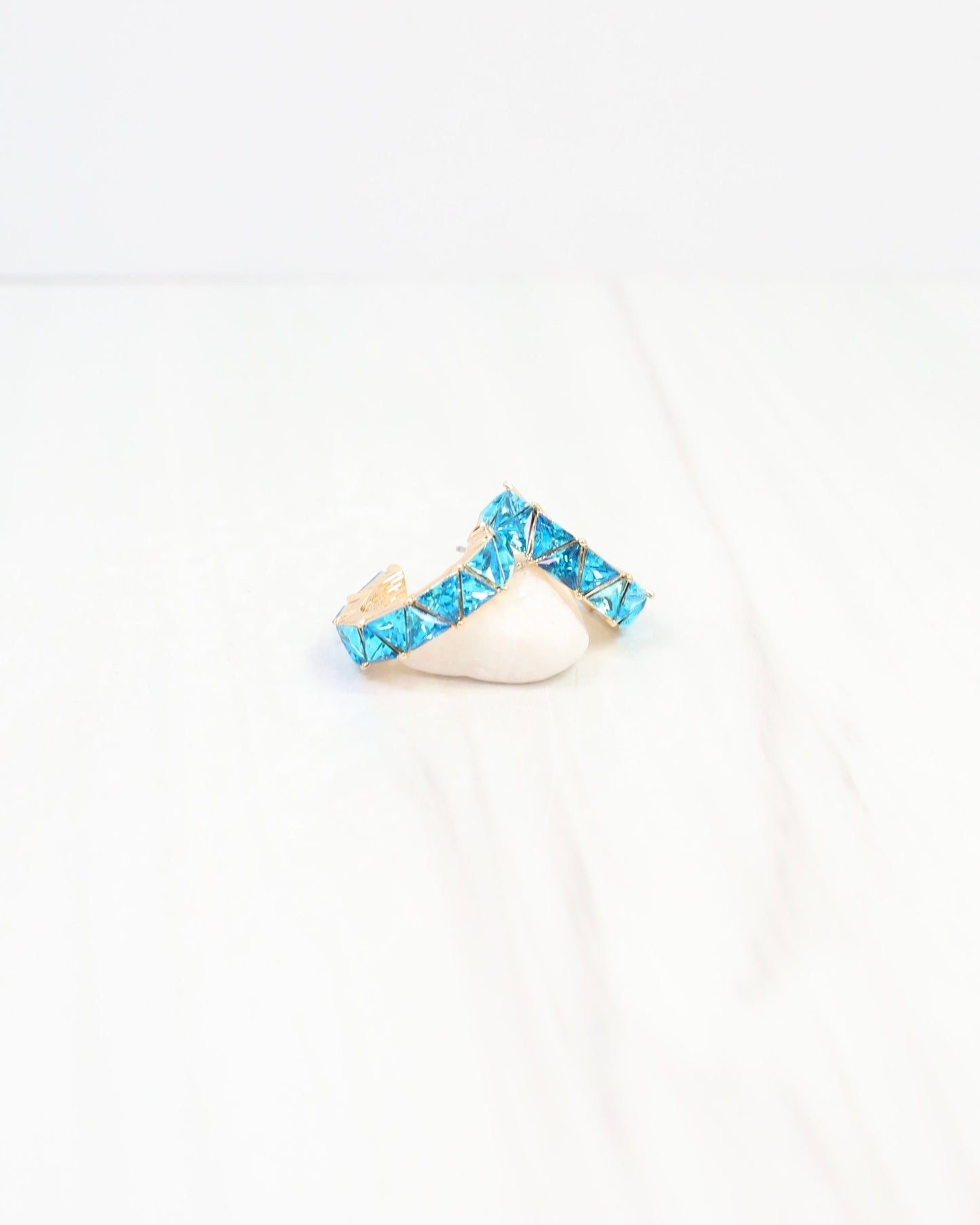 Rome Triangle Stone Hoop Earring Blue