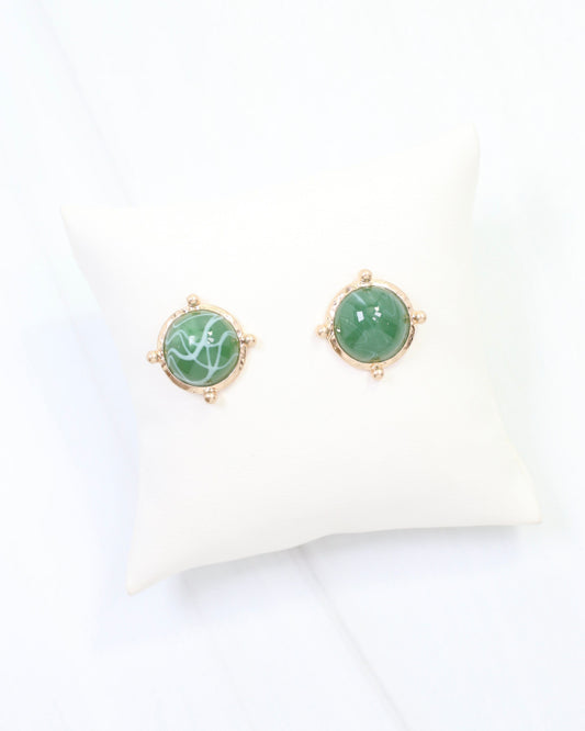 Florissant Round Post Earring Green