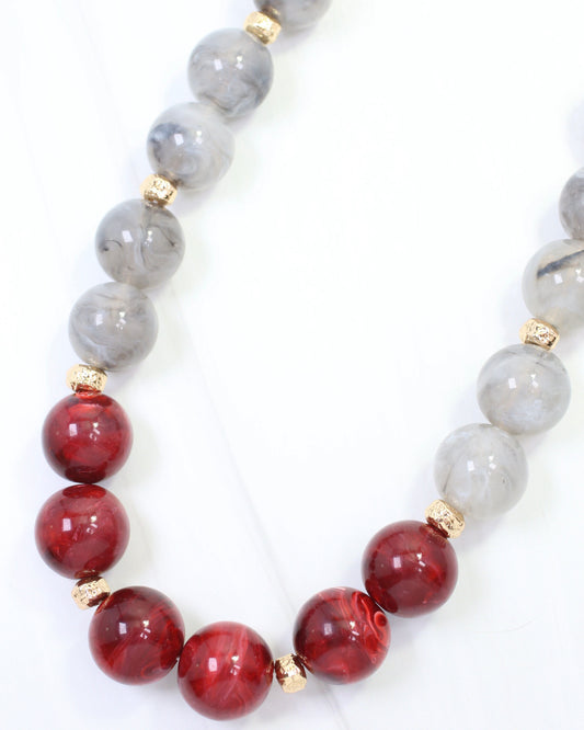 Talbot Beaded Necklace Burgundy Gray