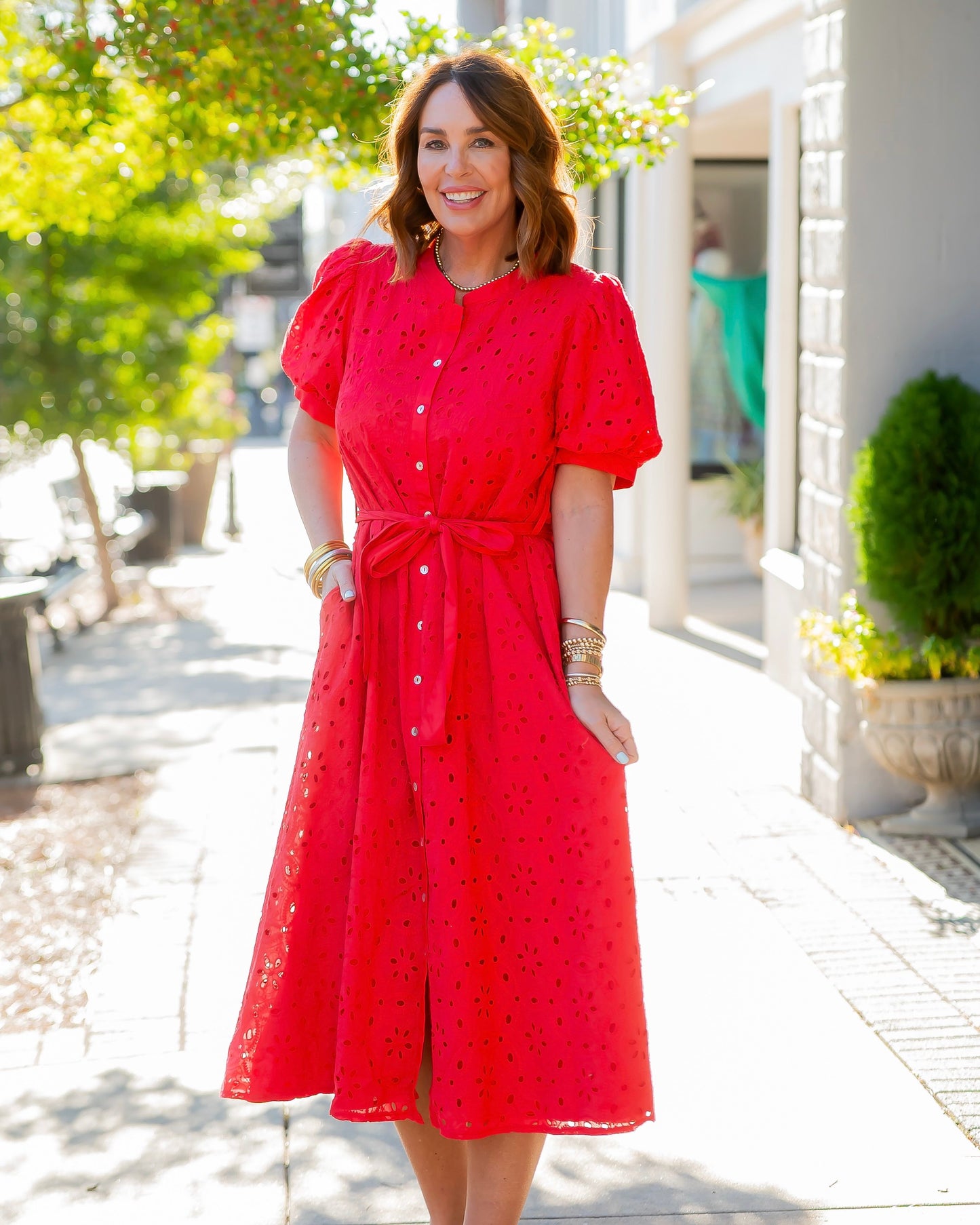 Bloomington Eyelet Detail Maxi Dress