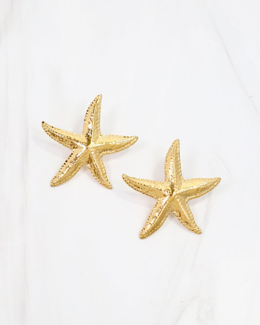 Sanibel Island Starfish Earring Water Proof Gold