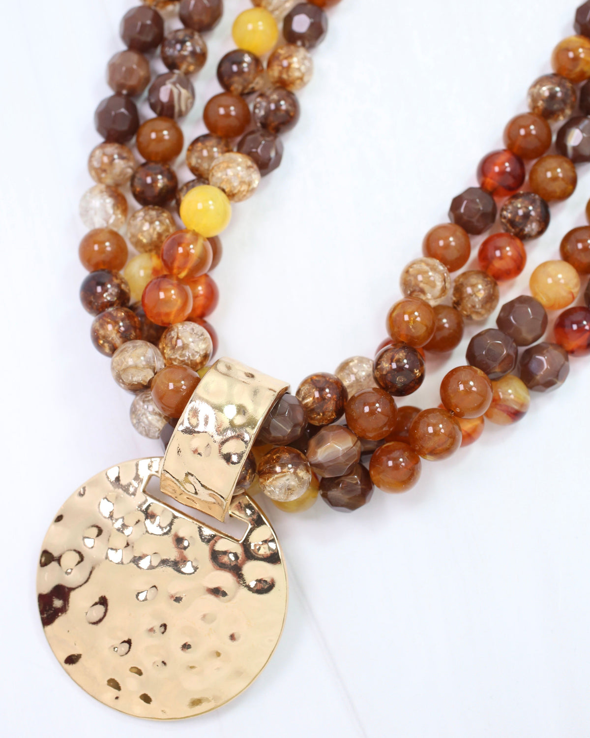 Larissa Beaded Necklace with Pendant Brown Multi