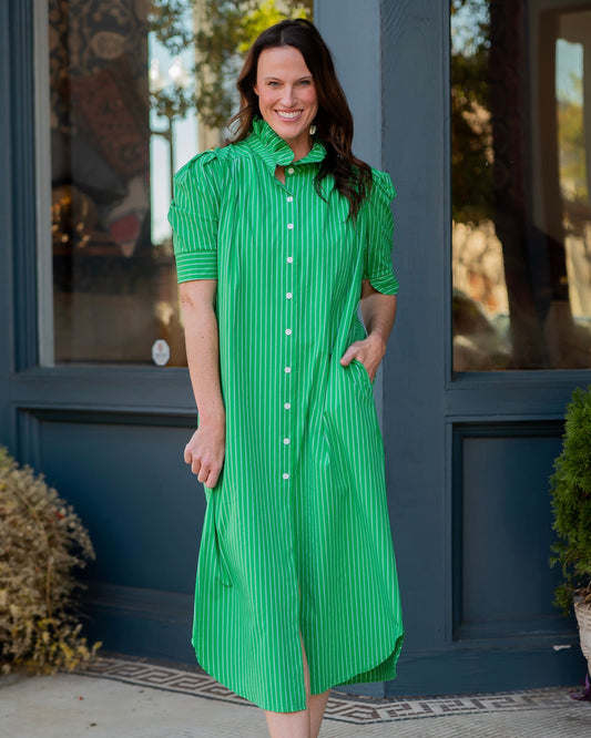 Greenhaven Ruffle Collar Shirt Dress