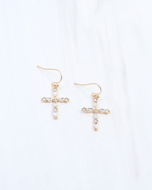 Albritton Pave Cross Earring Gold