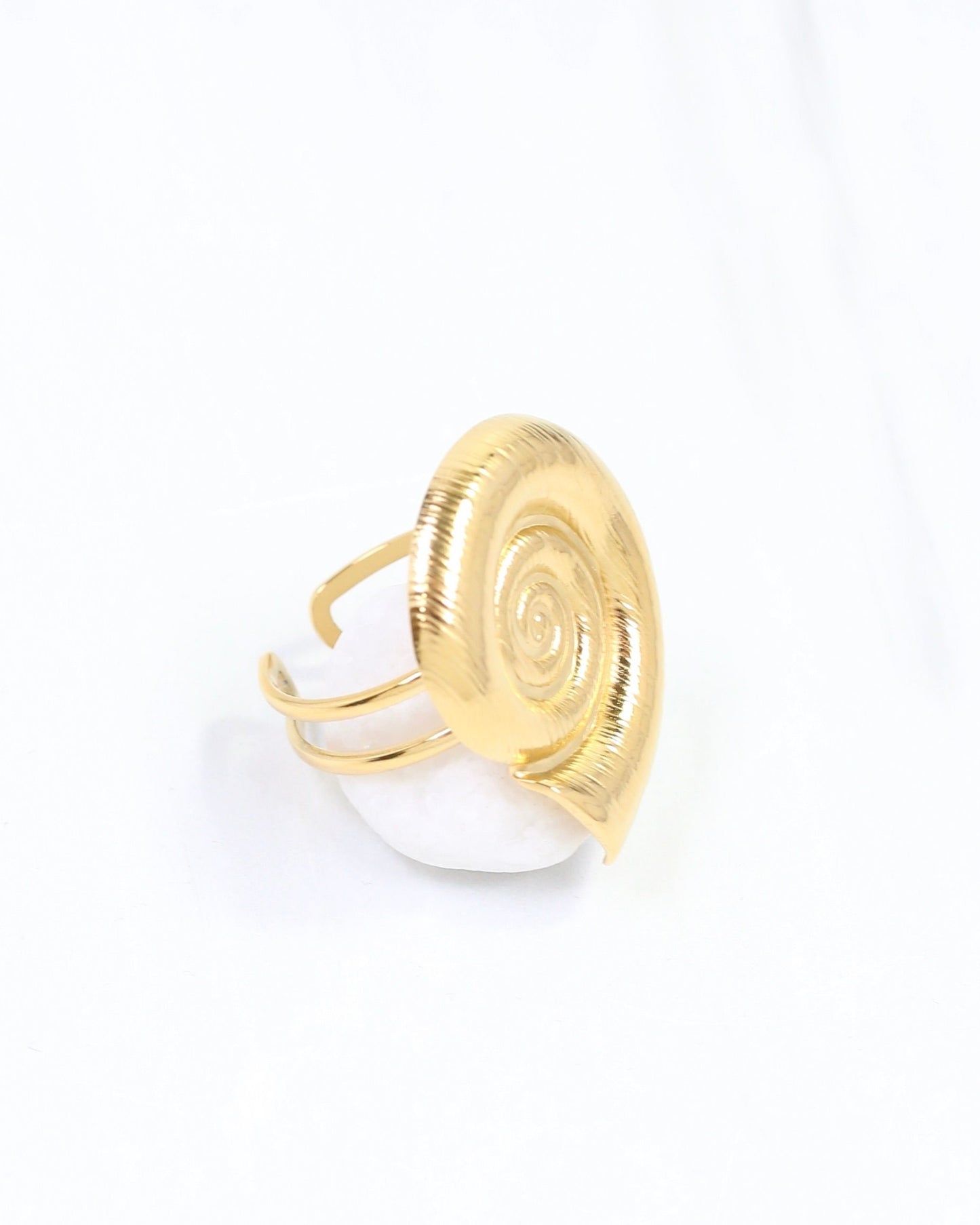Colbie Spiral Shell Adjustable Ring WP Gold