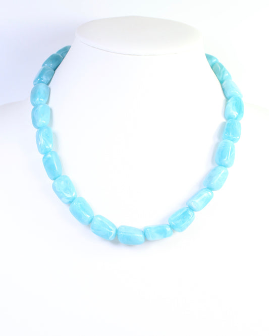 Gawler Marble Beaded Necklace Aqua