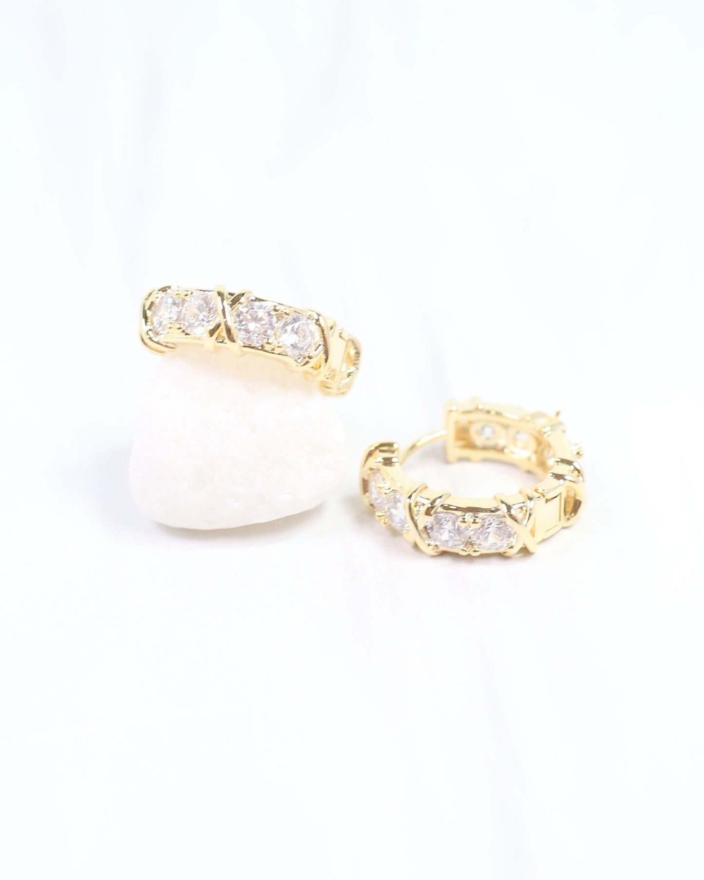 Sykes Crystal Small Hoop Earring Gold