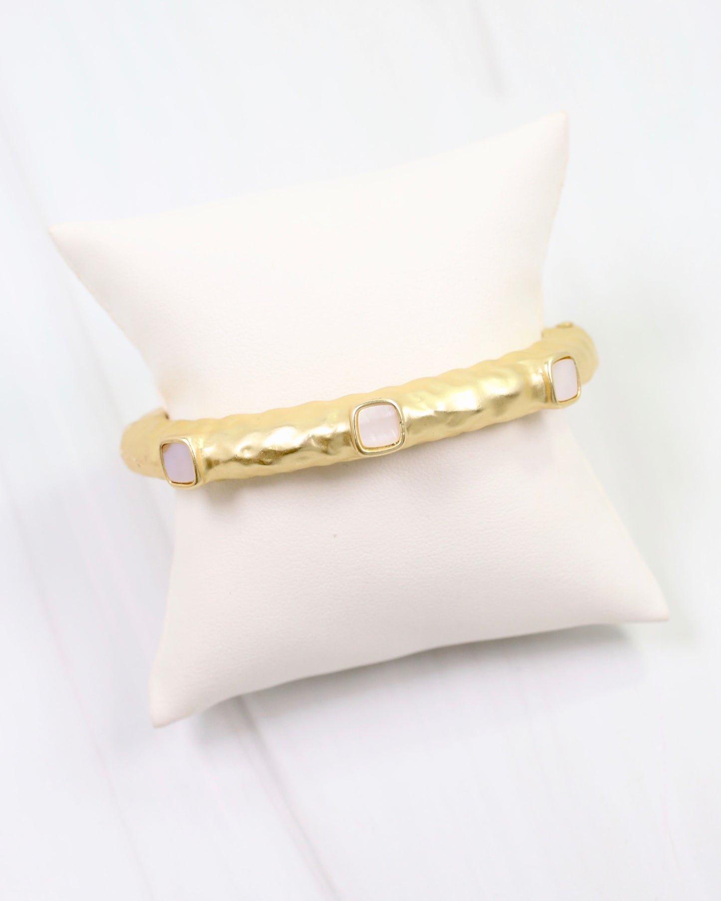 Cosette Hammered Bangle Bracelet Mother Of Pearl