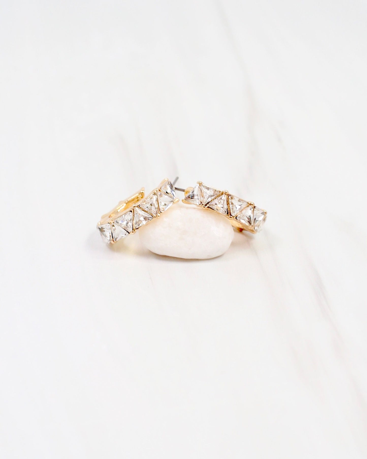 Rome Triangle Stone Hoop Earring Clear