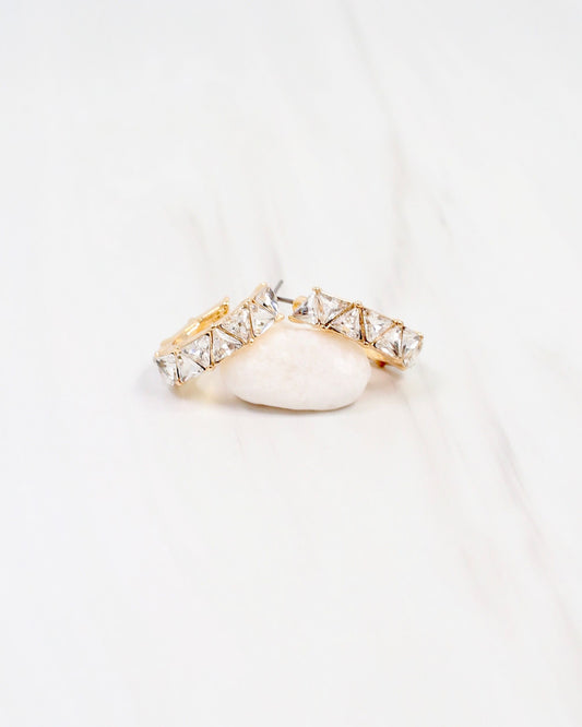 Rome Triangle Stone Hoop Earring Clear