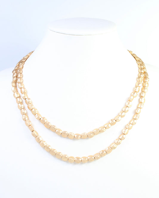 BellaMar Beaded Nugget Necklace Worn Gold