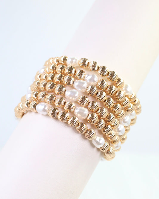 Cambria Beaded Bracelet Set Gold