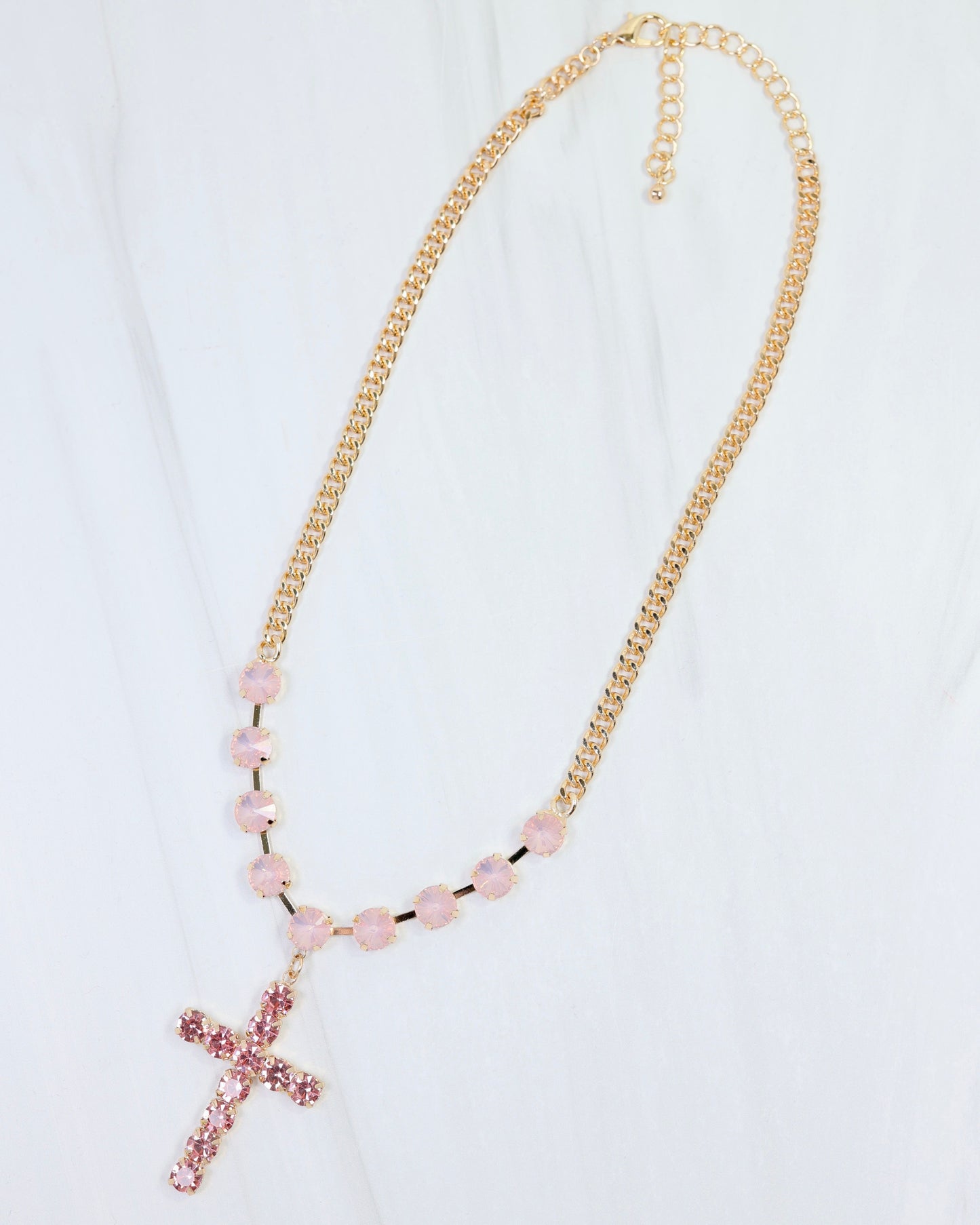 Richland Rhinestone Cross Necklace Pink