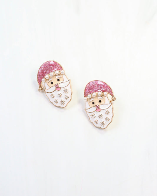 Santa Enamel and Pearl Earring Pink