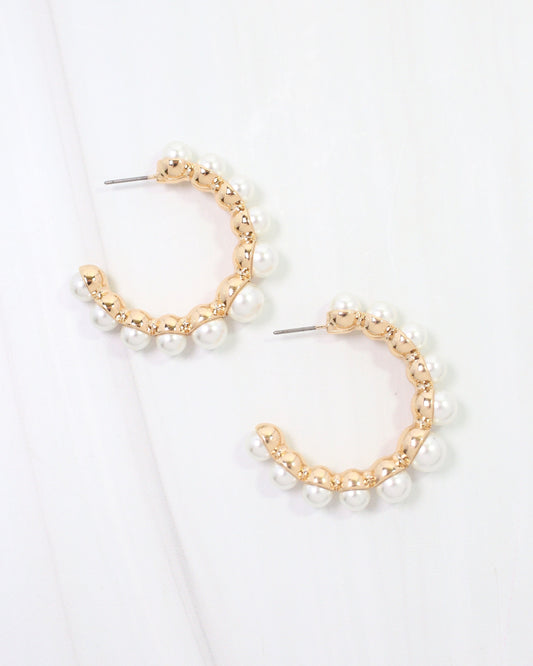 Bari Pearl Lined Hoop Earring Gold