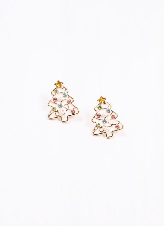 Frost Embellished Tree Stud Earring WHITE