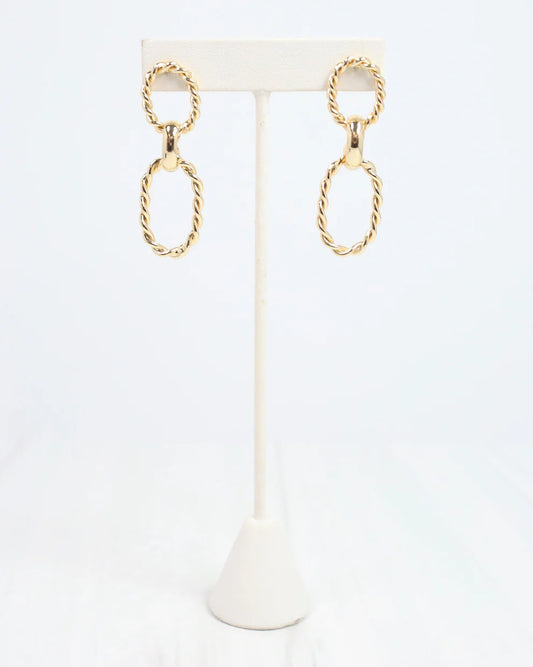 Twin Pines Oblong Hoop Earring Gold