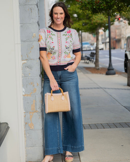 Simone Floral Short Sleeve Sweater