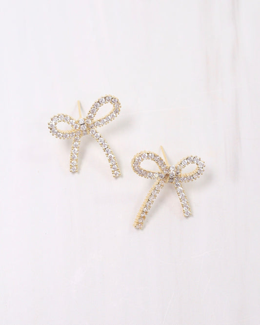 Calla Crystal Bow Stud Gold