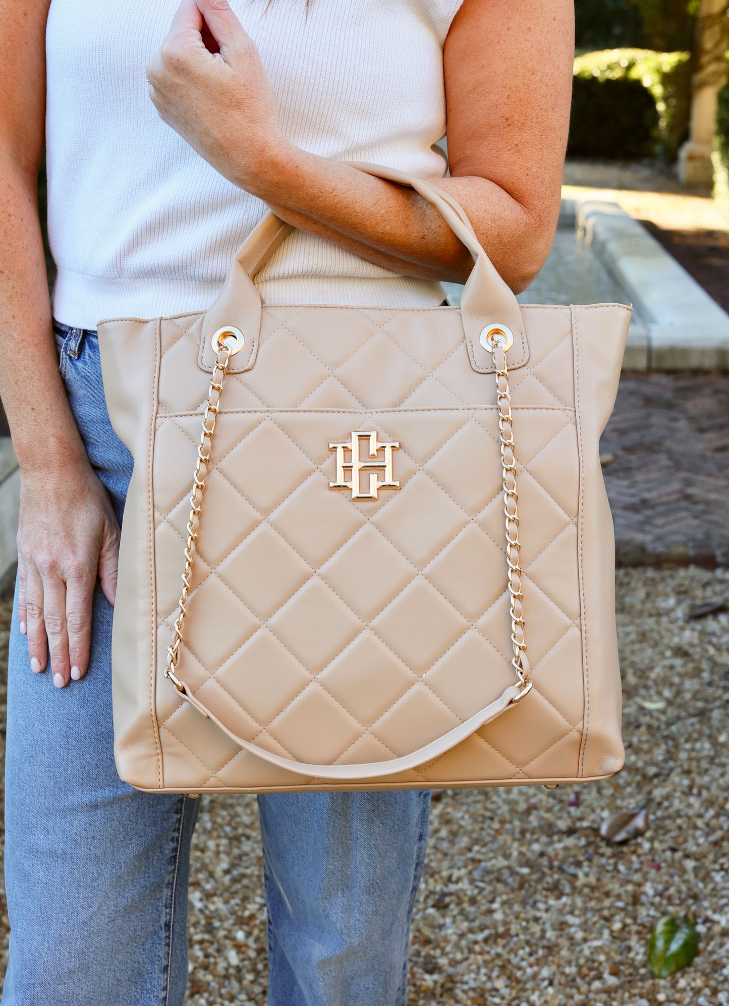 Kinzley Tote TAN QUILTED LD