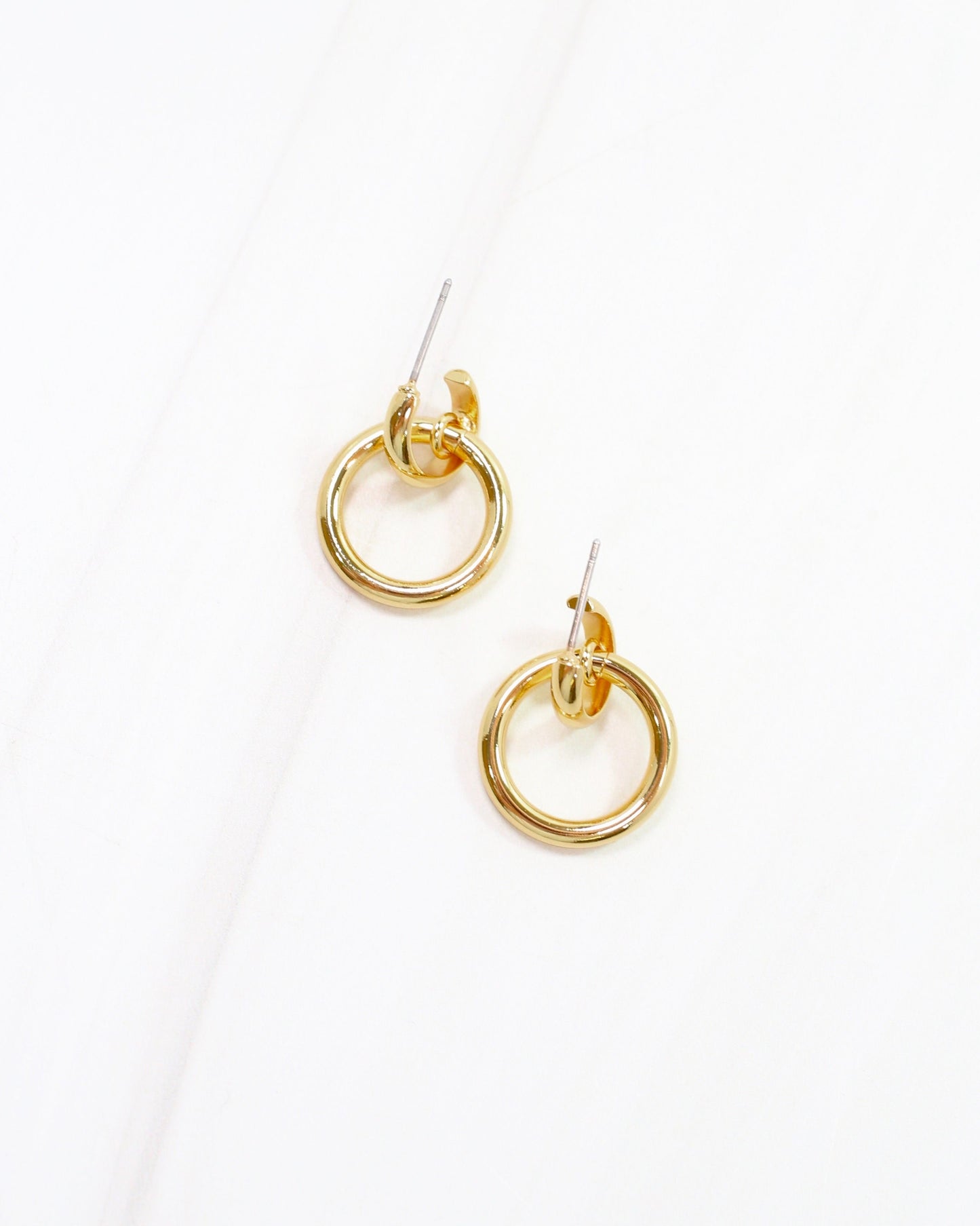 Donatello Double Hoop Stud Gold