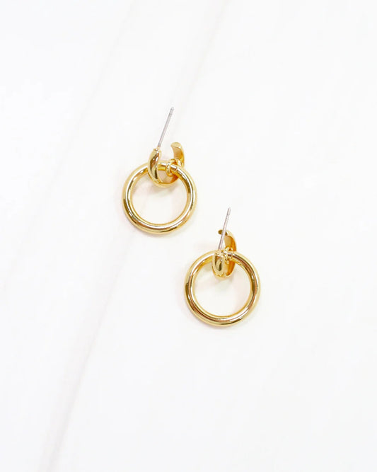 Donatello Double Hoop Stud Gold