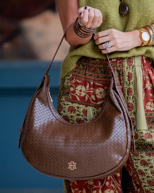 Winslow Curved Bag Woven Chocolate