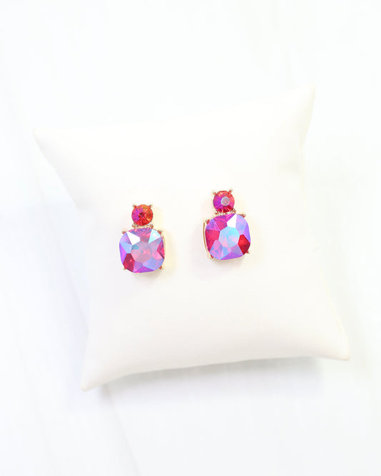 Roxanne Rhinestone Post Earring Pink AB