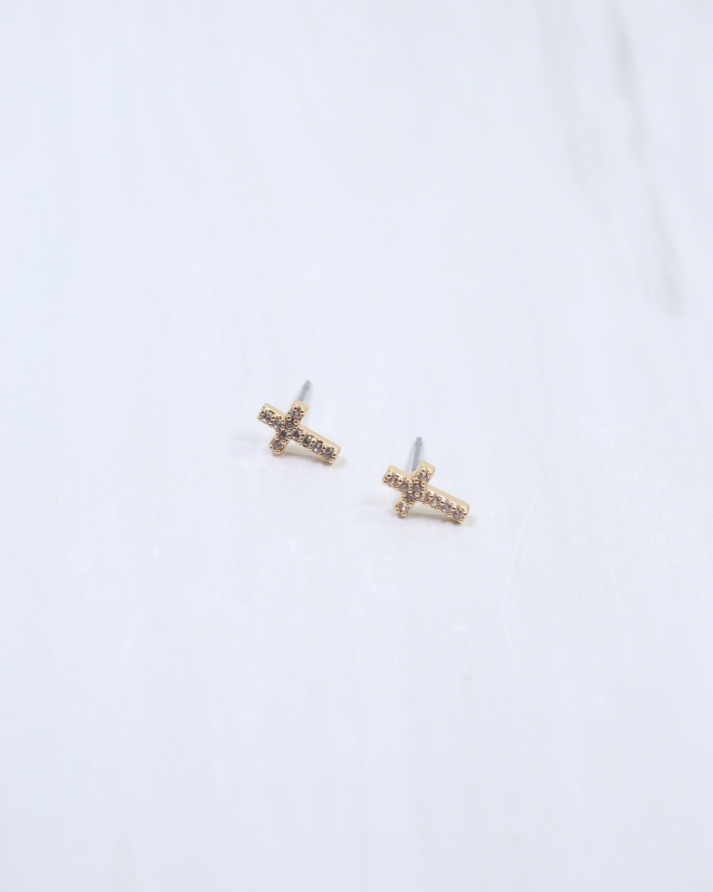 Aveline CZ Cross Stud Earring Gold