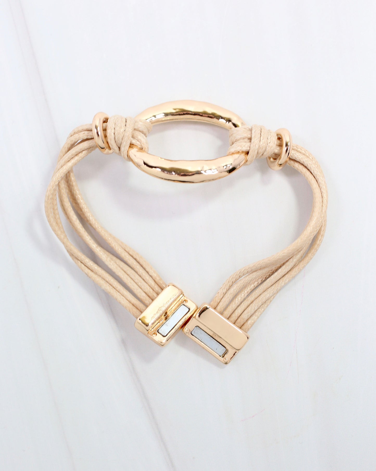 Westminster Gold Oval Corded Bracelet Ivory