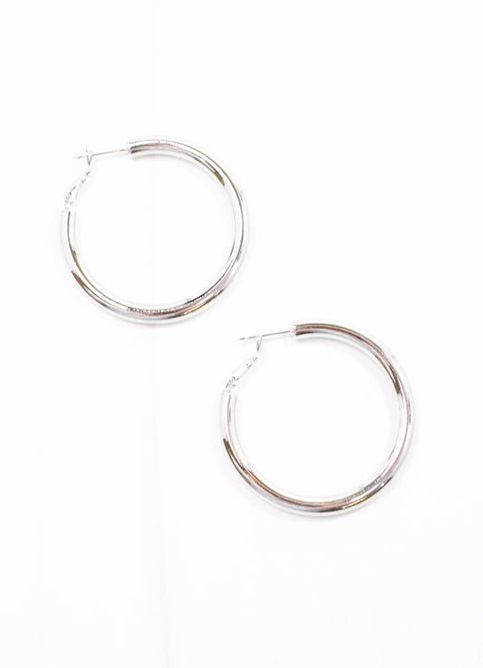 Daniele Hoop Earring Shiny Silver