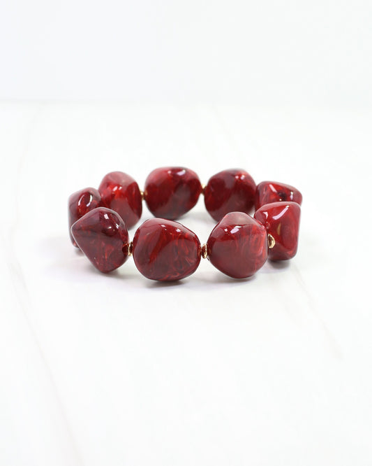 Eden Beaded Stretch Bracelet Wine