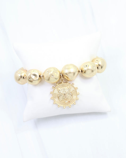 Carmen Coin Stretch Bracelet Tiger Worn Gold