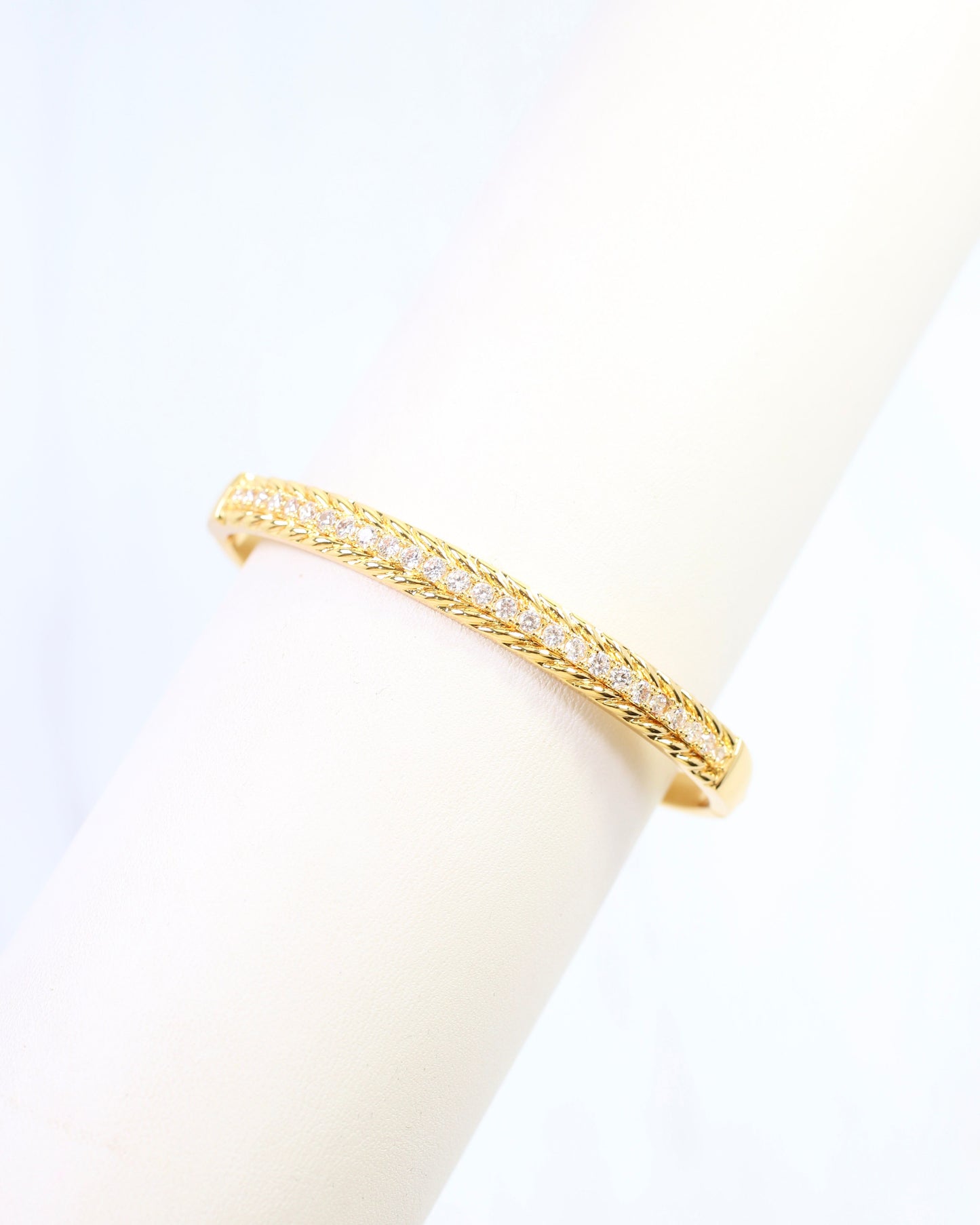 Nicole CZ Rope Bangle Bracelet WR Gold