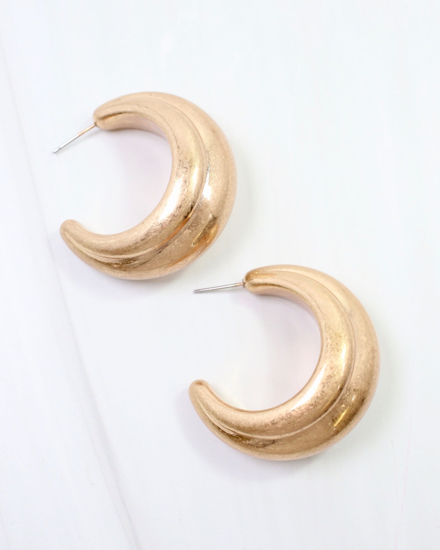 Gastonia Thick Hoop Earring Worn Gold