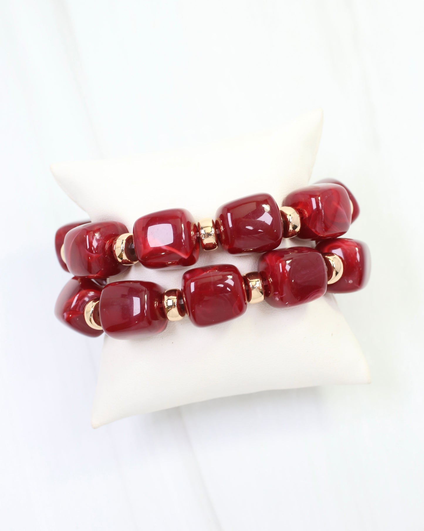 Raquel Beaded Bracelet Set Burgundy