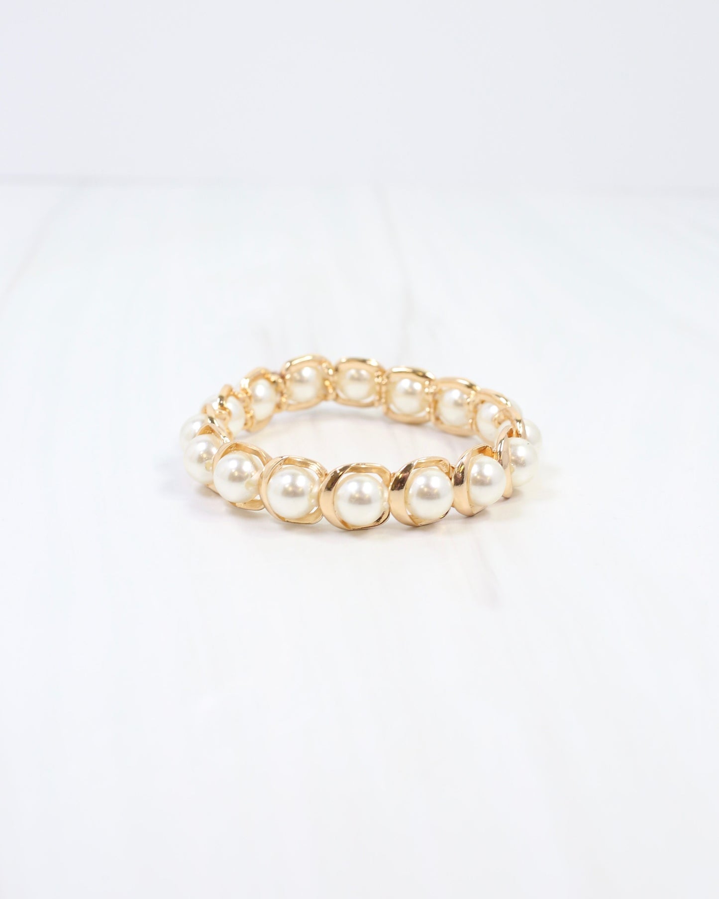 Hudson Pearl Lined Stretch Bracelet Cream