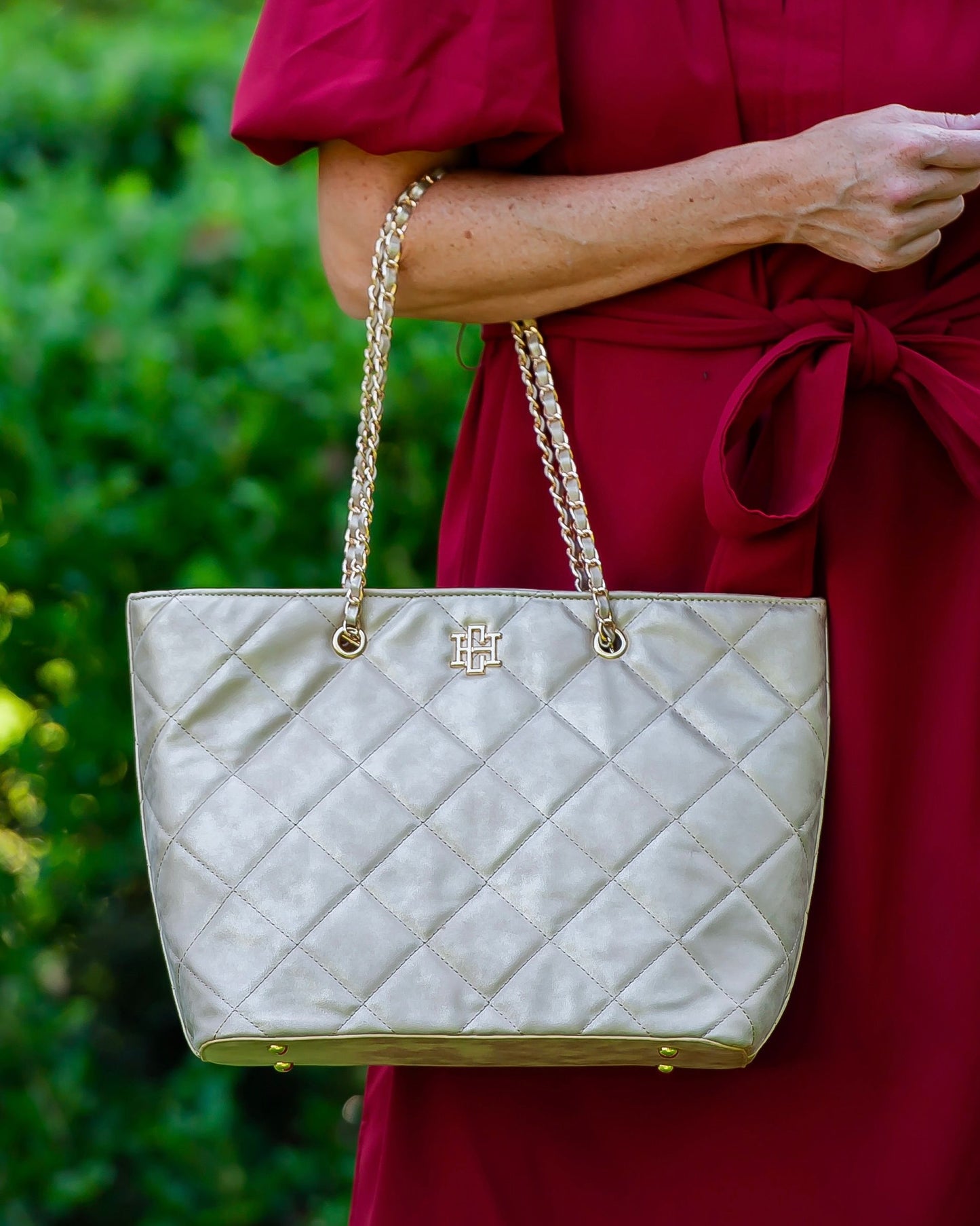 Quentin Quilted Tote - Gold Shimmer LD