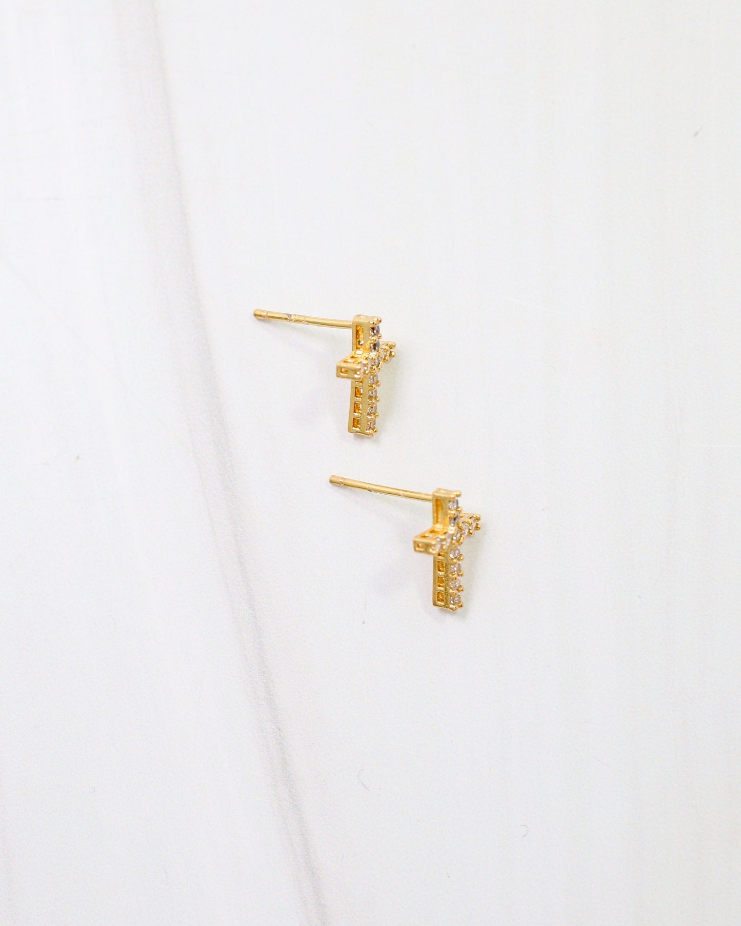 Wickham CZ Cross Earring Gold