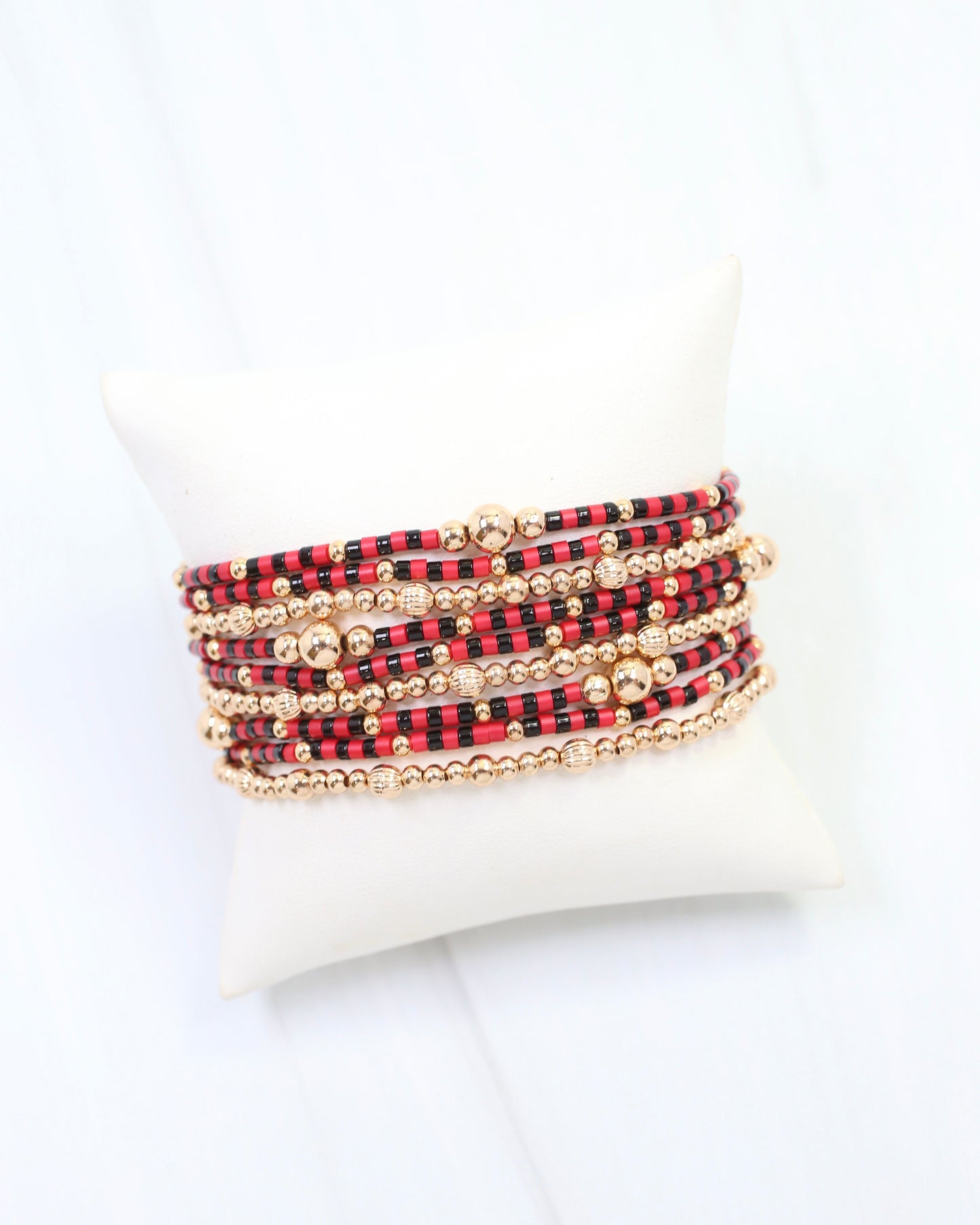 Renee Beaded Bracelet Set Red Black