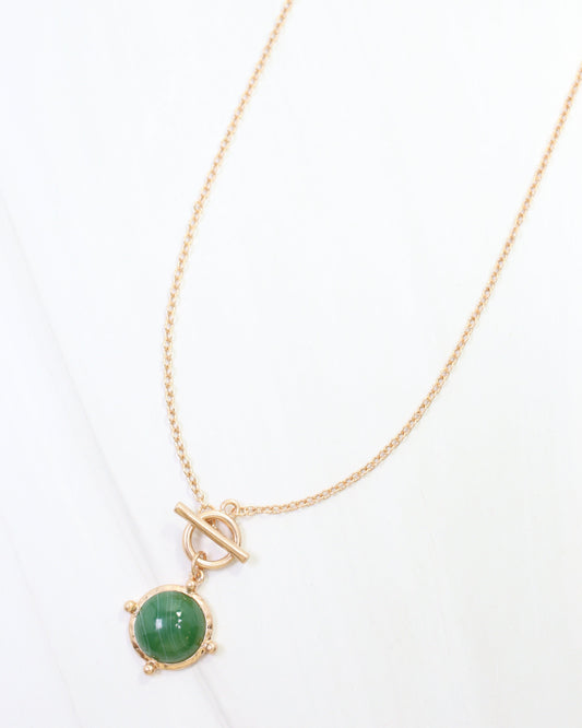 Florissant Round Pendant Necklace Green